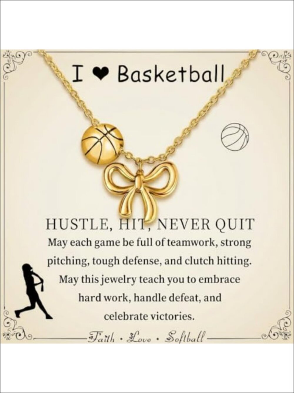 18K Gold Plated Bow Sports Ball Pendant Necklace Adjustable